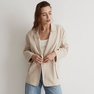 Madewell The Cargo Double-Breasted Blazer in Linen-Cotton - Natural Undyed (XS)